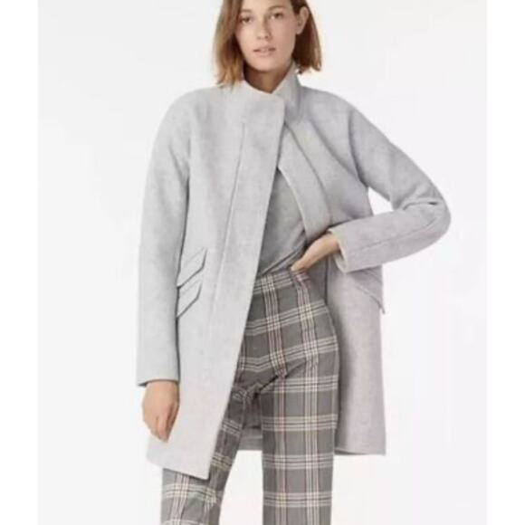 J Crew Cocoon Coat Italian Stadium Cloth Wool Blend Nello Gori Grey Classic 00 - Picture 1 of 12